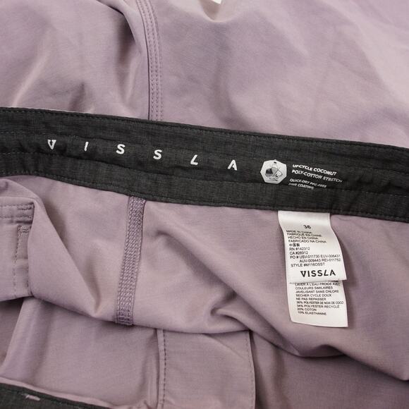 Vissla Solid Sets Purple Boardshorts Swim Mens Sz 36 - Picture 8 of 9